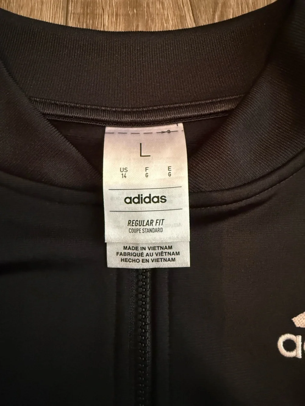 adidas Black Kids Track Jacket with White Shoulder Stripes